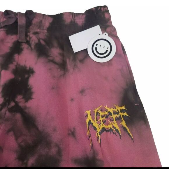 NWT NEFF Men’s Pink Black Tie Dye Weird Times Athletic Sweatpants Joggers Size M - Picture 7 of 15